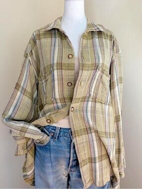 Vintage 90s grunge oversized plaid flannel button down long sleeve shirt XL-XXL